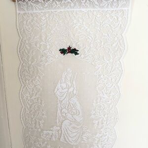 White Lace Nativity Scene Wall Hanging